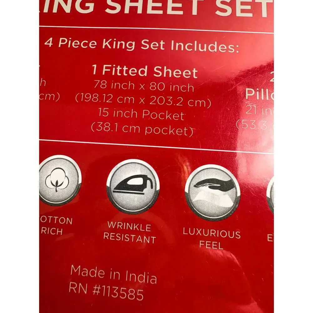Fairfield Square Whitney 1000 Thread Count Luxury Sateen King Sheet Set Blue NWT